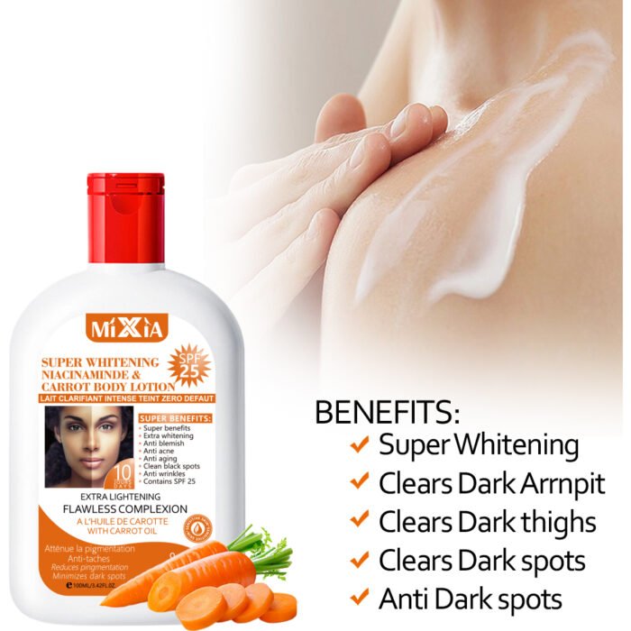 MIXIA Carotenoid body lotion, containing black rice tree fruit extract, non greasy, anti acne, milk skin whitening cream Manufacturer Wholesale - Image 4